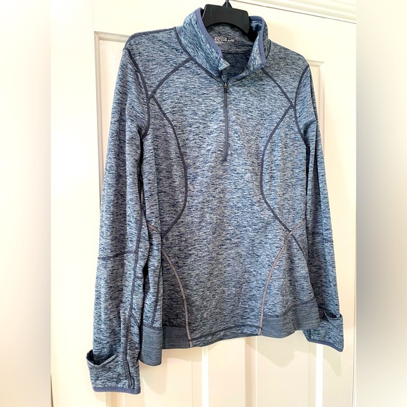 Zella workout muted blue grey marbled pullover sweatshirt top long sleeve - Picture 1 of 13